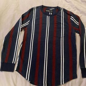 Abercrombie & Fitch Striped Long Sleeve XS Shirt in Blue and Red